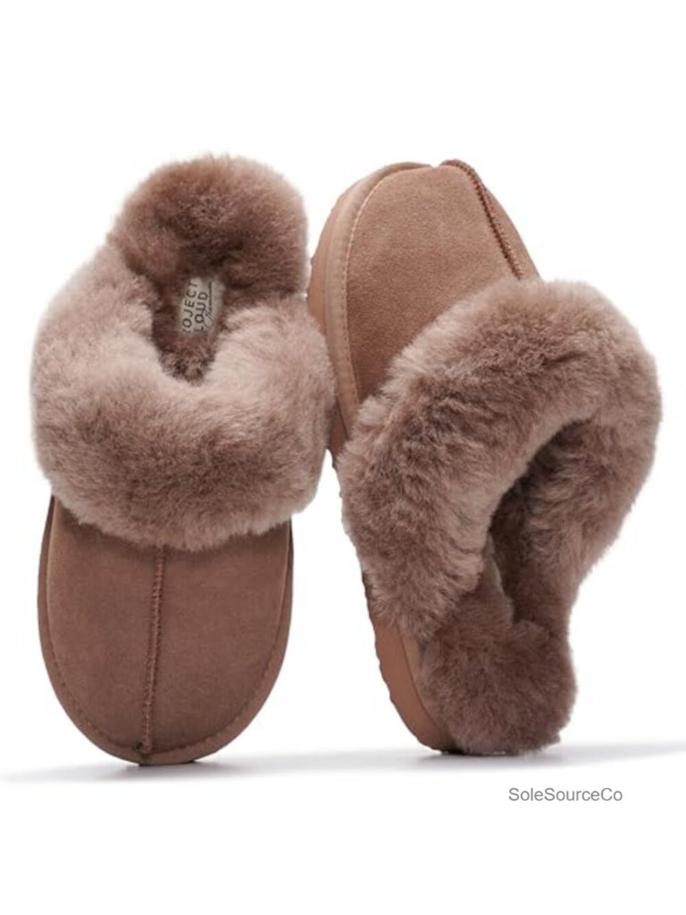 100% Genuine Leather Fur-Lined Clog Slippers